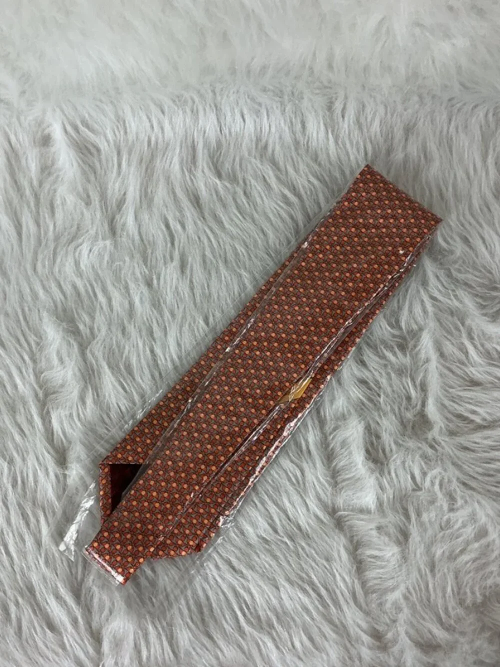 Salvatore Ferragamo Gray, Orange, Yellow, Seal Print Silk Tie NWOT